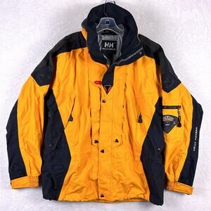 VTG 90s Helly Hansen Equipe Jacket Tangerine Black Nylon Snowboarding Ski Hiking
